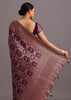 Purple Khaddi Georgette Woven Saree In Bandhani Detail With Gotta Patti Border