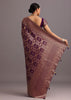 Purple Khaddi Georgette Woven Saree In Bandhani Detail With Gotta Patti Border