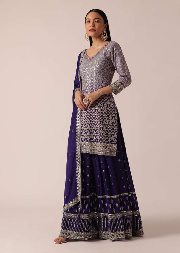 Purple Kurta Set With Sequin Embellishments