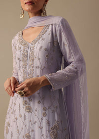 Purple Kurta Sharara Set In Chiffon