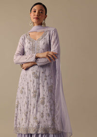 Purple Kurta Sharara Set In Chiffon