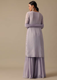 Purple Kurta Sharara Set In Chiffon