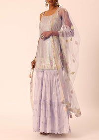 Purple Kurta Sharara Set With Sequin Work