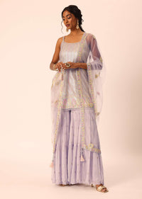 Purple Kurta Sharara Set With Sequin Work