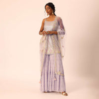 Purple Kurta Sharara Set With Sequin Work