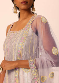 Purple Kurta Sharara Set With Sequin Work