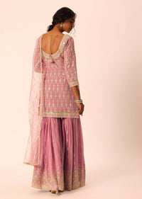 Purple Kurta Sharara Set In Chiffon With Sequin Work