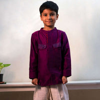 Kalki Boys Purple Kurta Shirt With Contrast Potli Buttons And Dhoop Chau Pocket Details Love The World Today