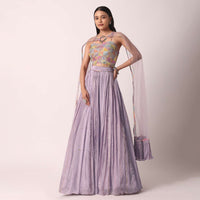 Purple Lehenga Set With Net Dupatta with Purple Lehenga Set With Net Dupatta
