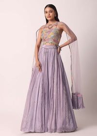 Purple Lehenga Set With Net Dupatta with Purple Lehenga Set With Net Dupatta