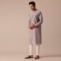 Purple Muslin Silk Kurta And Pant Set