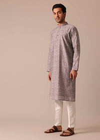 Purple Muslin Silk Kurta And Pant Set