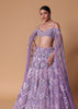 Lavender Pearl Embellished Lehenga Wth Off Shoulder Draped Cape