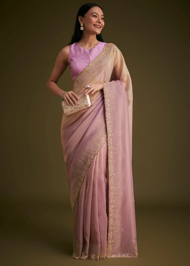 Purple Ombre Jacquard Saree