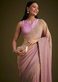 Purple Ombre Jacquard Saree