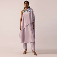 Purple One Shoulder Layered Kurta Set