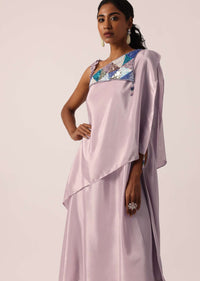 Purple One Shoulder Layered Kurta Set