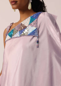 Purple One Shoulder Layered Kurta Set