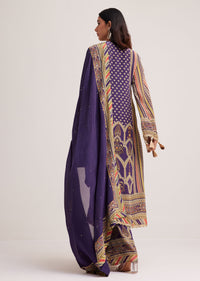 Purple Printed Palazzo Set With Embroidered Detailing