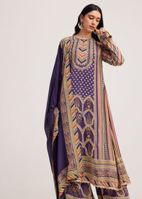 Purple Printed Palazzo Set With Embroidered Detailing