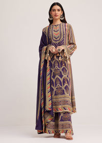 Purple Printed Palazzo Set With Embroidered Detailing