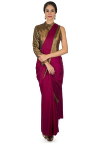 Purple saree gown with pre stitched pleats and cut dana embroidered bodice only on Kalki