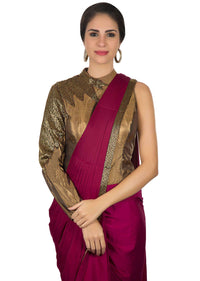 Purple saree gown with pre stitched pleats and cut dana embroidered bodice only on Kalki