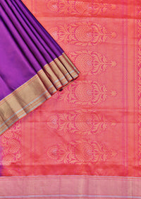 Purple Saree In South Album Silk Saree With Contrast Weave Pallu And Unstitched Blouse Piece