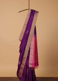 Purple Saree In South Album Silk Saree With Contrast Weave Pallu And Unstitched Blouse Piece