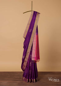 Purple Saree In South Album Silk Saree With Contrast Weave Pallu And Unstitched Blouse Piece