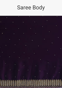 Purple Satin Saree With Cutdana Border