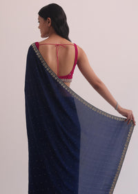 Purple Satin Saree With Embellished Scallop Border