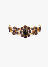Purple Semi Precious Stone Embellished Choker In Floral Motif