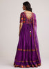 Purple Silk Bandhani Anarkali With Organza Dupatta