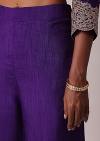 Purple Silk Embroidered Palazzo Set With Sequin Work