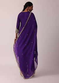 Purple Silk Embroidered Palazzo Set With Sequin Work