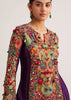 Purple Silk Kurta Palazzo Set With Resham And Zari Embroidery