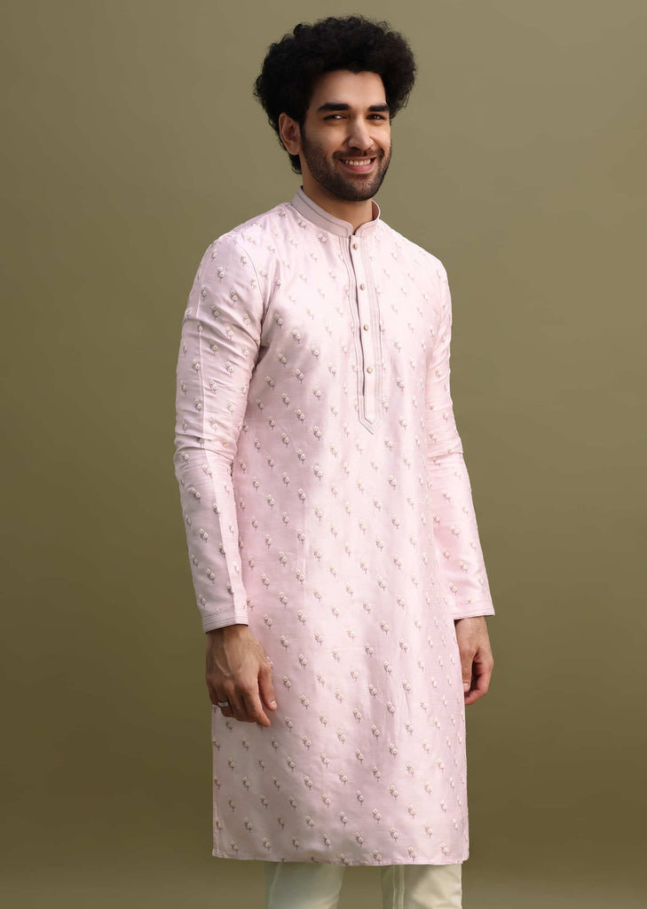 Purple Threadwork Men's Kurta Set