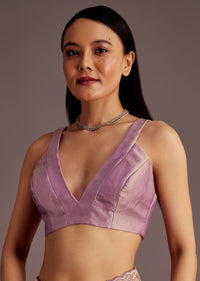 Purple Tissue Saree With Cutdana And Stone Embroidery