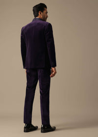 Purple Velvet Tuxedo For Grooms