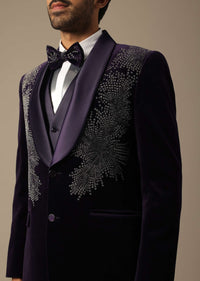 Purple Velvet Tuxedo For Grooms