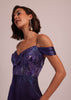 Purple Western Bridal Gown In Shimmer With Embroidery