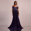 Purple Western Bridal Gown In Shimmer With Embroidery