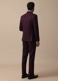 Purple Wine Coloured Tuxedo With Intricate All Over Embroidery