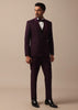 Purple Wine Coloured Tuxedo With Intricate All Over Embroidery