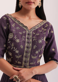 Purple Zari Embroidered Anarkali