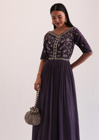 Purple Zari Embroidered Anarkali