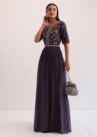 Purple Zari Embroidered Anarkali