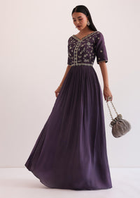 Purple Zari Embroidered Anarkali