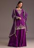 Purple Zari Work Palazzo Suit With Organza Dupatta